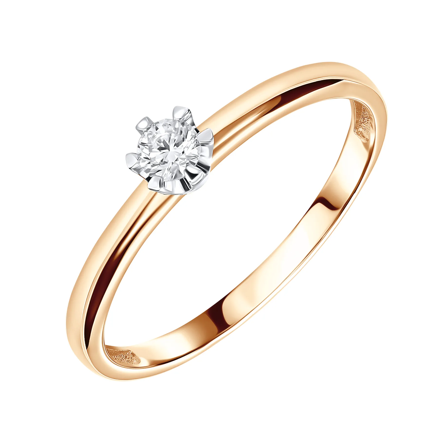 Помолвочное кольцо из красного и белого золота 585 пробы