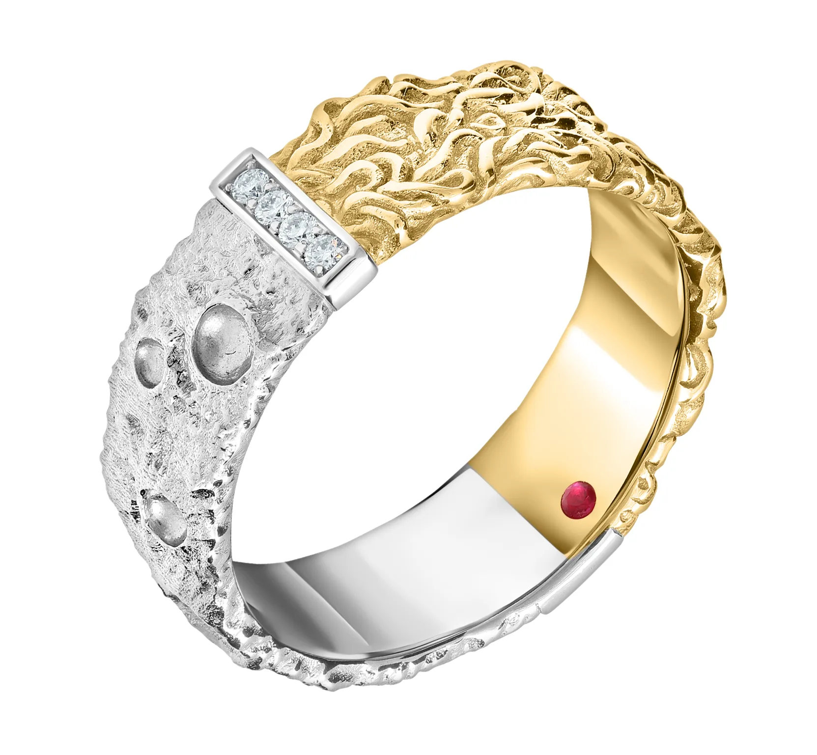 Обручальное кольцо из желтого и белого золота 585 пробы