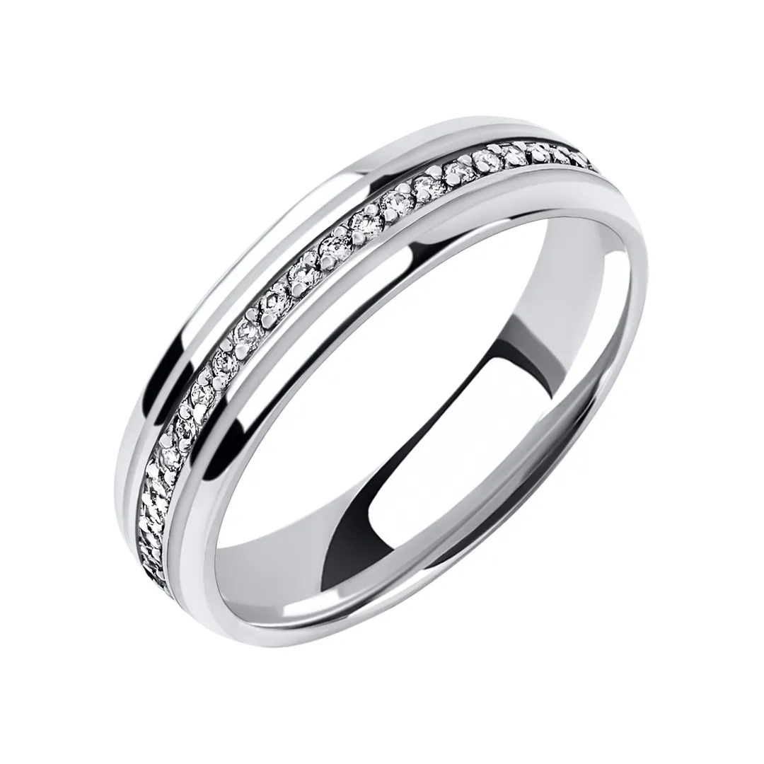 Обручальное кольцо женское из белого золота 585 пробы