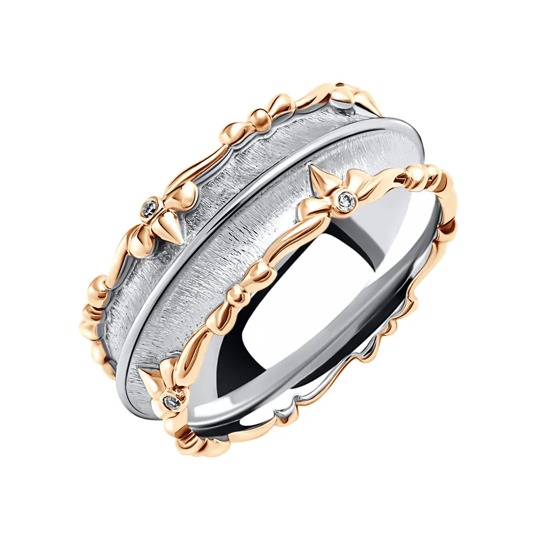 Обручальное кольцо женское из красного и белого золота 585 пробы