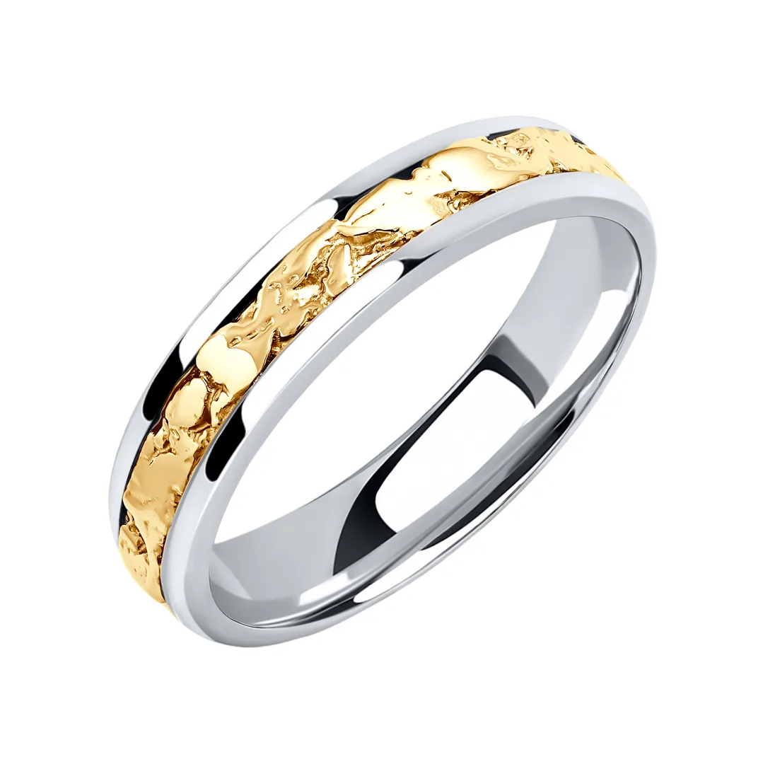 Обручальное кольцо мужское, парное из желтого и белого золота 585 пробы