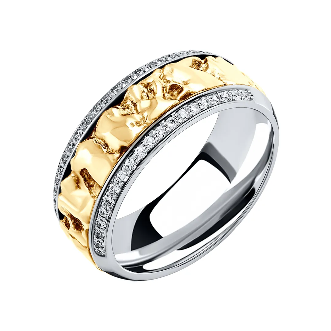 Обручальное кольцо женское, парное из желтого и белого золота 585 пробы