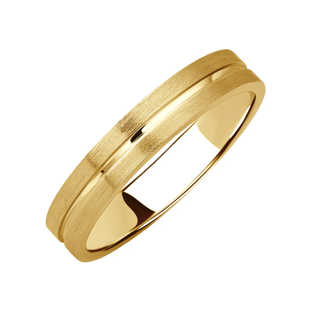Обручальное кольцо мужское, парное из желтого золота 585 пробы