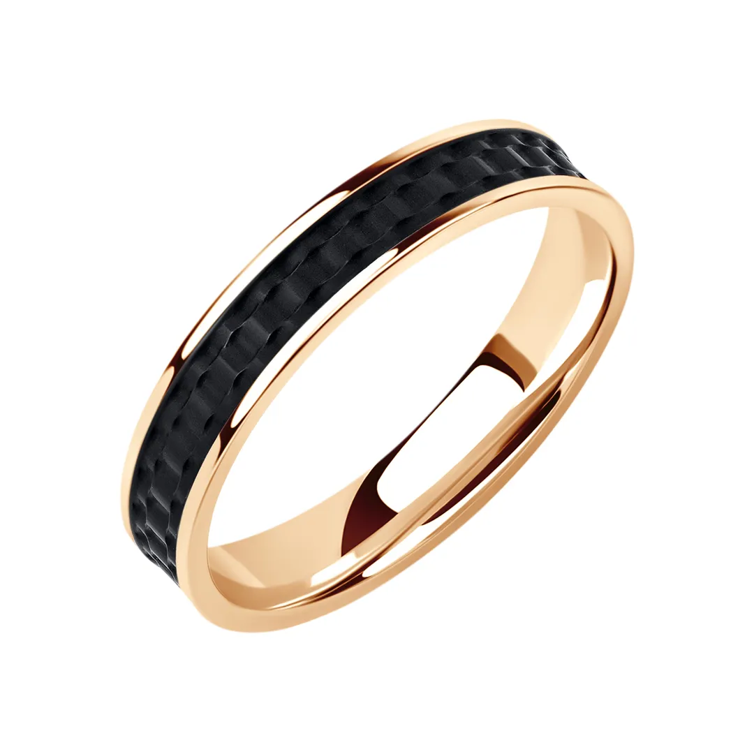 Обручальное кольцо мужское, парное из красного золота 585 пробы