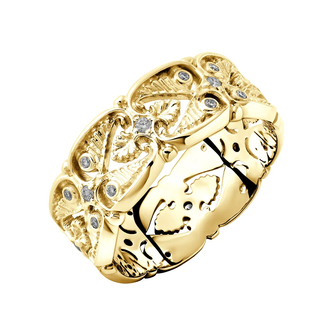 Обручальное кольцо женское, парное из желтого золота 585 пробы
