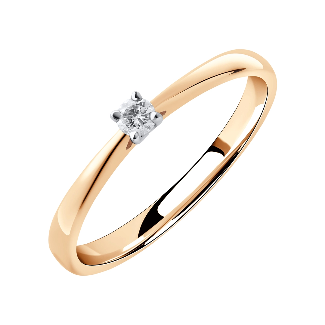 Помолвочное кольцо женское из красного и белого золота 585 пробы