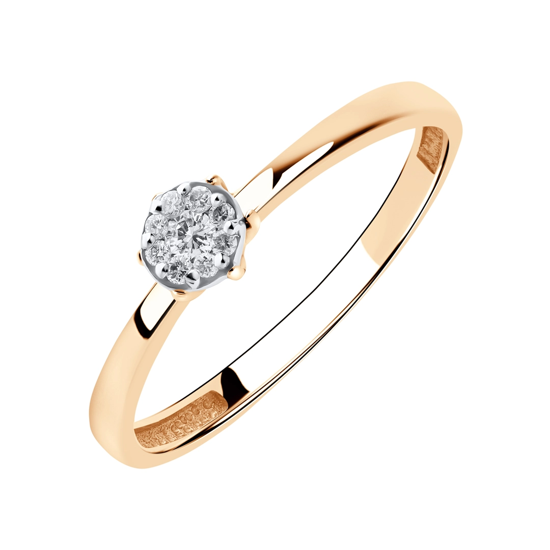 Помолвочное кольцо женское из красного золота 585 пробы