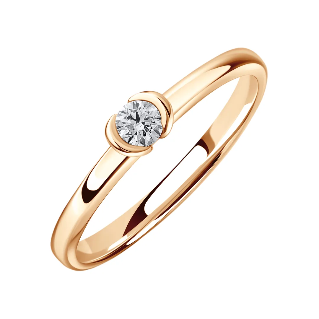 Помолвочное кольцо женское из красного золота 585 пробы