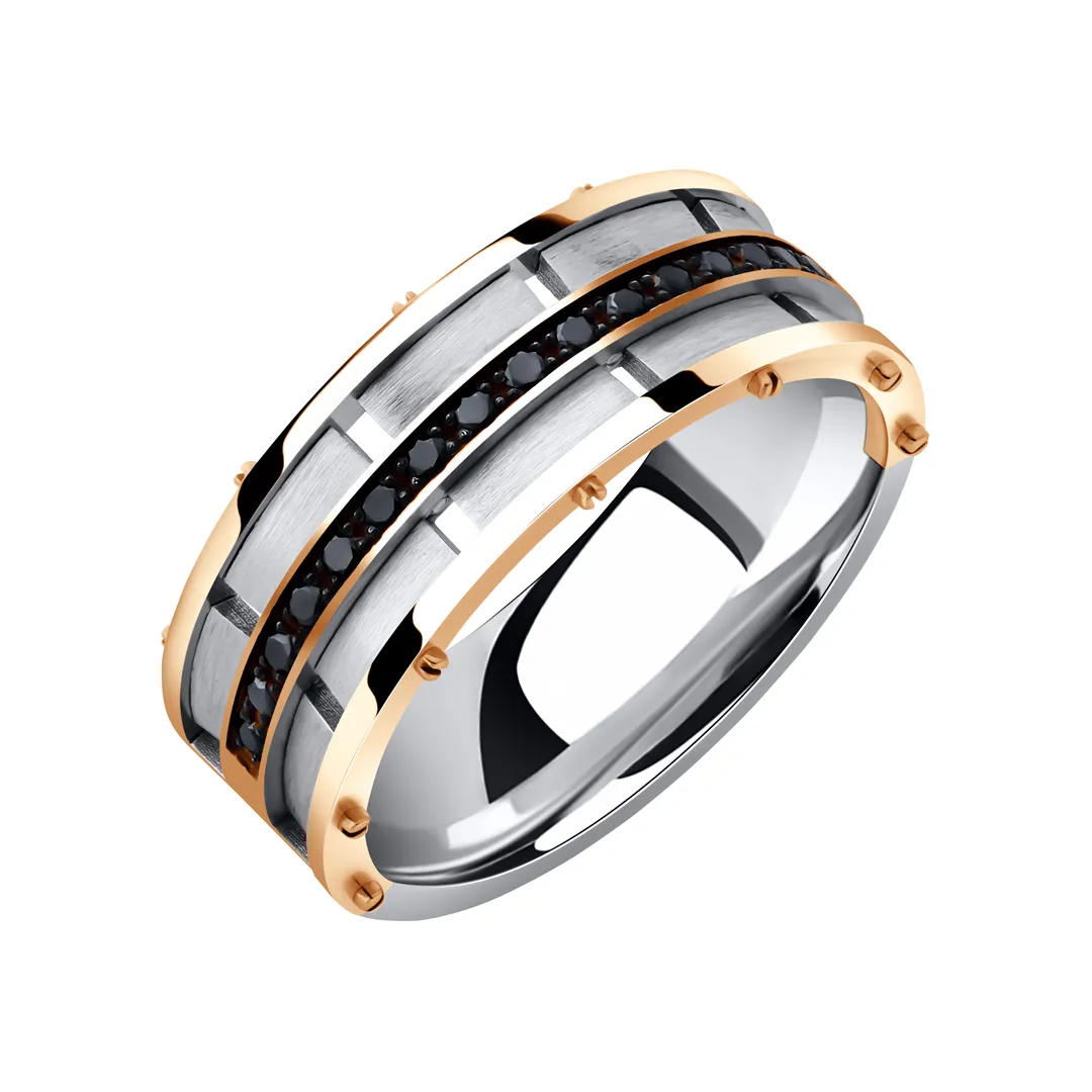 Обручальное кольцо мужское из красного и белого золота 585 пробы